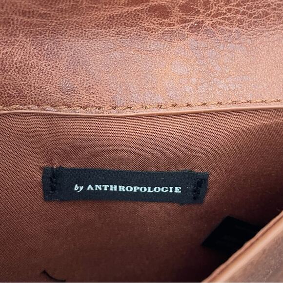 Anthropologie Brown Faux Leather Bow Envelope Clutch - Picture 6 of 7